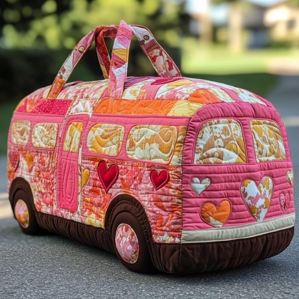 Retro Bohemian Quilted Handbag Duffle Bag & Beach Tote Boho Pink Gym Beach New